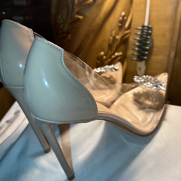 Size 11 transparent & tan Anne Michelle heels with bling on the  front of shoes - Picture 14 of 14